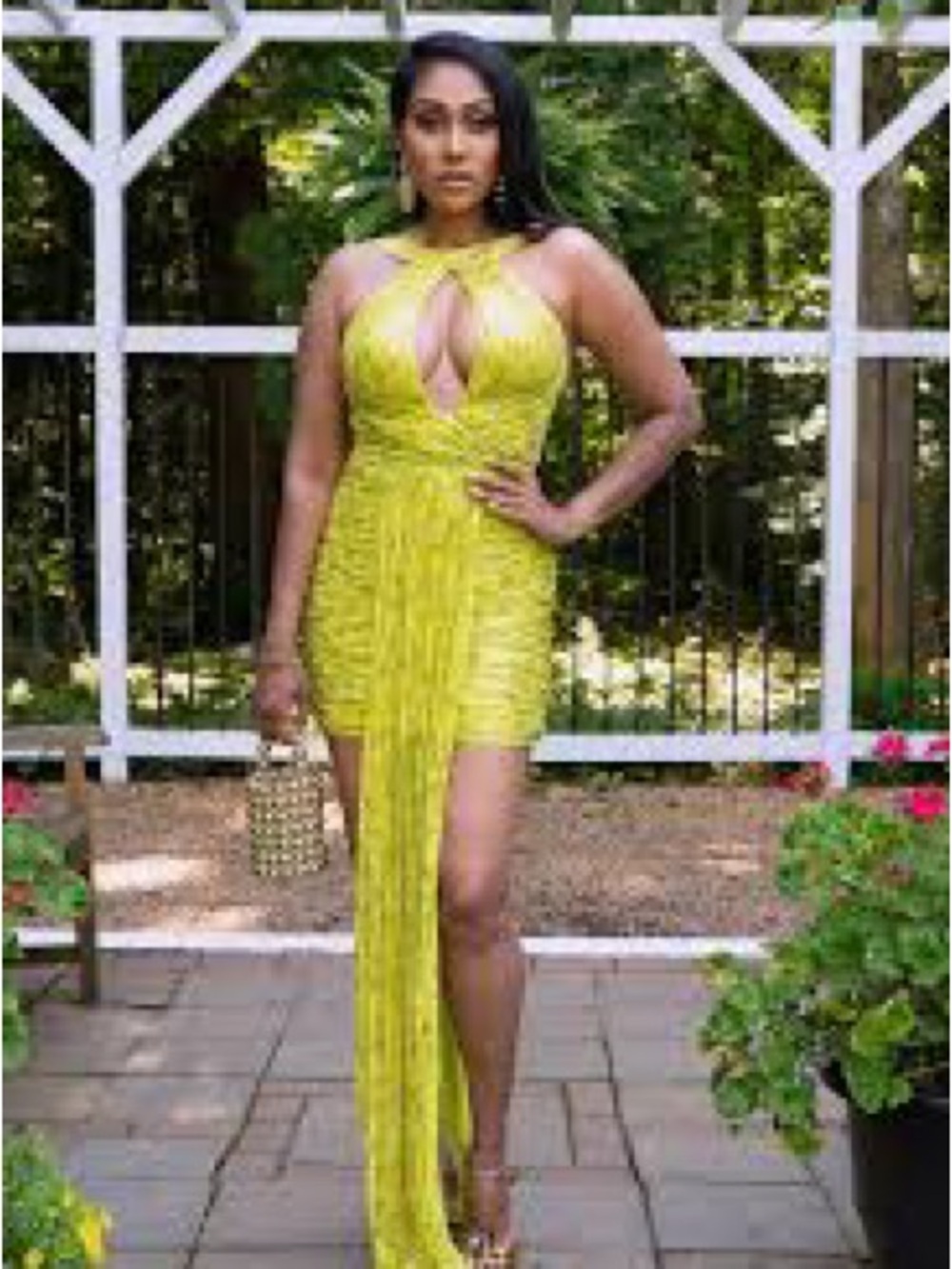 Lime Halter Fringe Bodycon Dress
